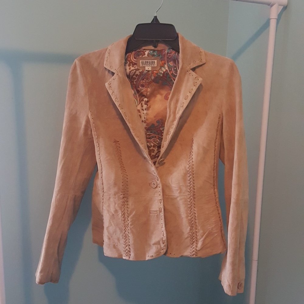 Georgiou suede jacket size 4 camel